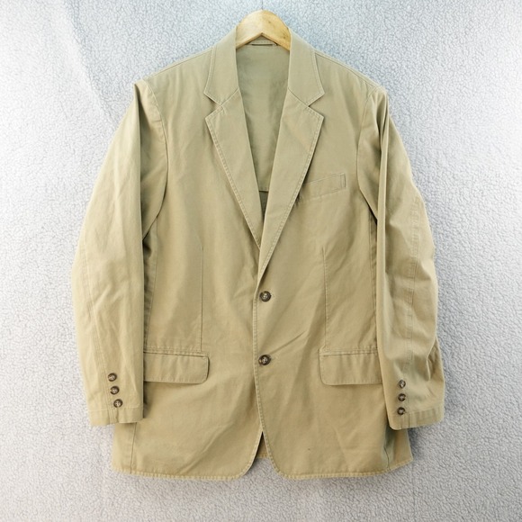 Vintage L.L.Bean Men's 40  Beige Two Button Blazer Sport Coat Jacket Chore Coat - Picture 1 of 9